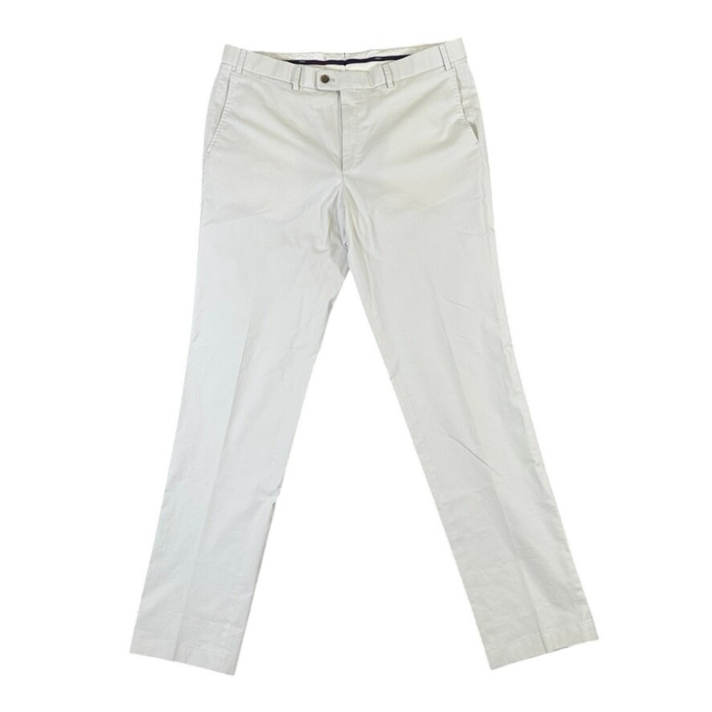 Hiltl Parma Mens Off White Cream Chino Trousers Flat Front Pants Size 38 / 54
